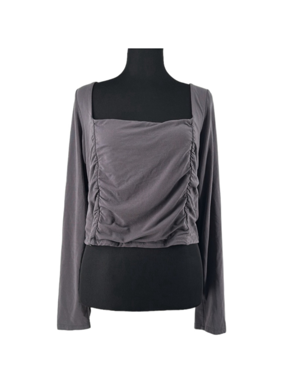 Aritzia Wilfred Lydia top long sleeve corset style square neck grey sz xl